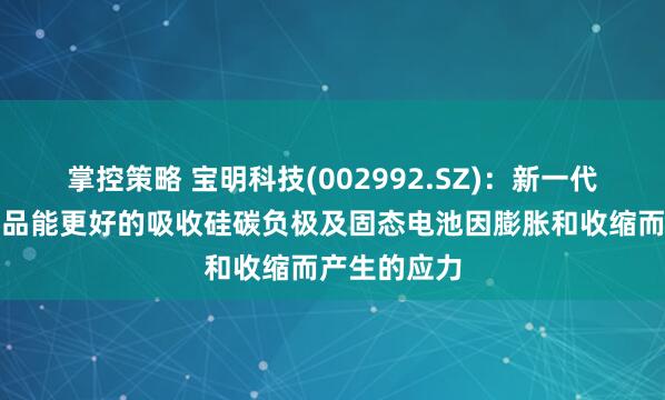 掌控策略 宝明科技(002992.SZ)：新一代复合铜箔产品能更好的吸收硅碳负极及固态电池因膨胀和收缩而产生的应力